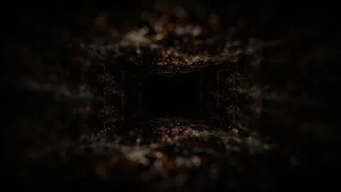 Camera movement through dark gloomy tunnel with texture. 3d render. looped anima Stock Footage 284932745