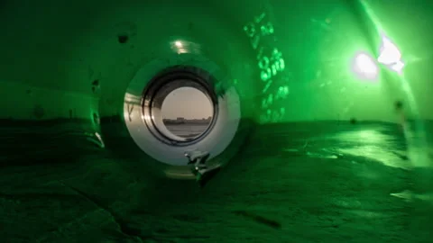Camera movement through green plastic bottle, environmental protection concept Stock Footage 237887173