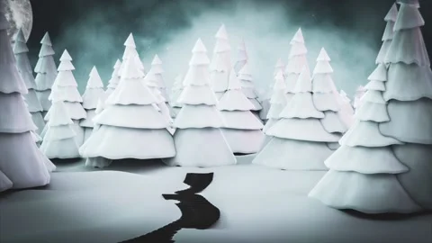 Camera movement through snowy landscape with snow in fir forest Stock Footage 167239492