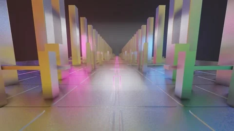 Camera movement through a tunnel with rising and falling cubes. looping abstract Stock Footage 253674681
