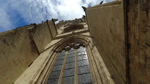 Camera movement from the wall to the tower of york minster cathedral in york, uk Stock Footage 248625184