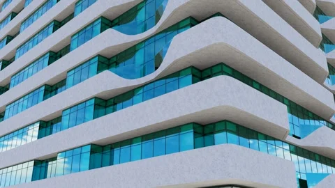 Camera movement with the windows facade of a construction skyscraper. Stock Footage 253995104
