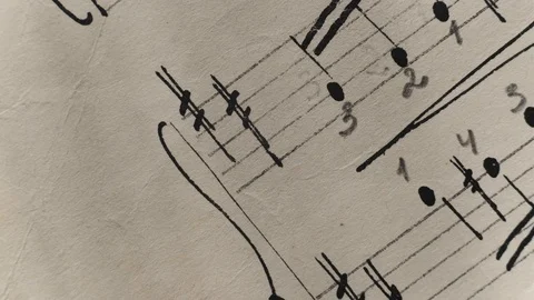 Camera moves above a notebook with notes, close up, macro view, slider moving Video stock 126762088