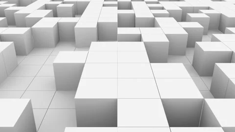 The camera moves above the surface of white pull-out cubes. Seamless loop. Video stock 126994706