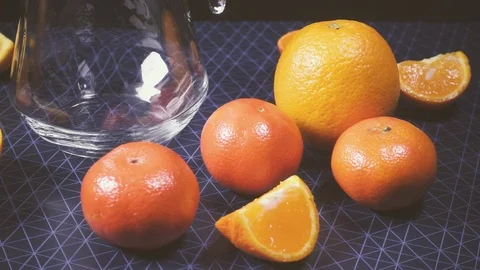 Camera moves along the citrus fruit slow motion Stock Footage 87840749