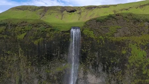 The camera moves along the falling stream of the waterfall. Andreev. Stock Footage 78550260