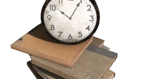 Camera moves up along the stack of books folded in a spiral Stock Footage 96078147