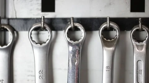 The camera moves along wrenches 스톡 동영상 59574613