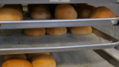 Camera moves up and down stack of kolache trays Video stock 93369227