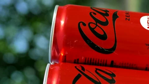 .The camera moves around the Coca-Cola ZERO cans.Ukraine. Dnepr. 05.11.2022 Stock Footage 195110469