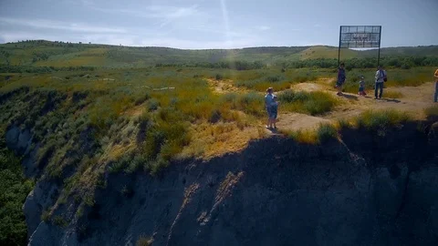 The camera moves away from the cliff Stock Footage 112172387