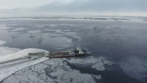 The camera moves away from the ferries Stock-Footage 148280930