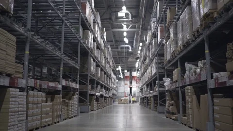 Camera moves at big Warehouse Stock Footage 75964937