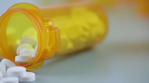 Camera moves from bottles with medicine. macro shot with slider. Stock Footage 62184456