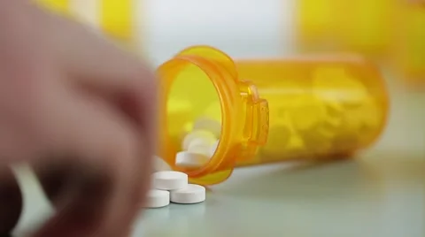Camera moves from bottles with medicine. macro shot with slider. Stock Footage 62184469