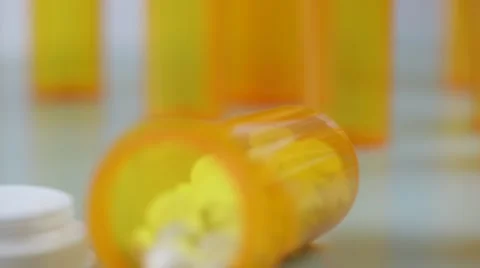 Camera moves from bottles with medicine. macro shot with slider. Stock Footage 62184481