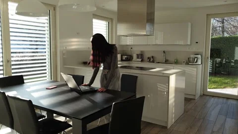 Camera moves closer, table, light, windows, sunset, sunrise Stock Footage 238797374