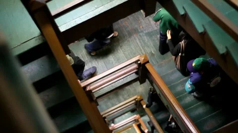 Camera Moves Down Old Staircase Vídeos de archivo 10755059