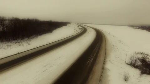 The camera moves down over the road Video stock 85574605