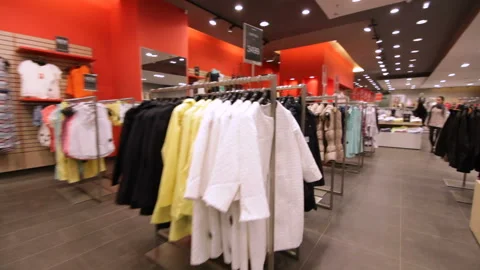 Camera moves fast along racks with stylish clothes 스톡 동영상 96288016