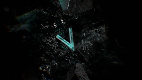 The camera moves forward to the 3D cube from which the projection and hologr Video stock 170019453