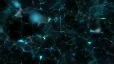 Camera moves in it and changes its focus distance. Plexus structure evolving in Stock Footage 114000152