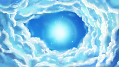 Camera moves or flies towards sky and heavenly objects seen at a distance Video stock 166979550