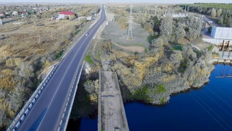 The camera moves over the bridge Video stock 97848380