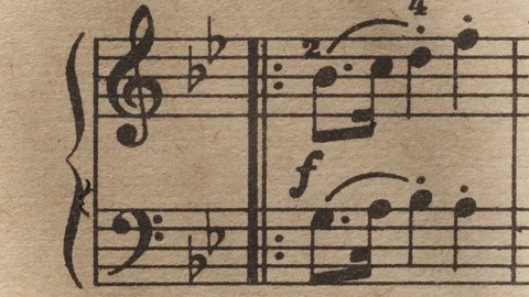 Camera moves over the sheet with notes, close up, macro view, slider  Stock Footage 126762264