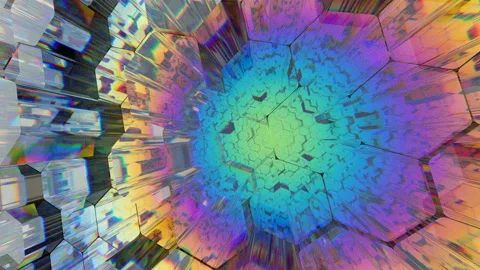 The camera moves over transparent prisms that decompose light into rainbow Stock Footage 125595797