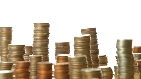 Camera Moves Past Stacks Of Coins 動画素材 95161045