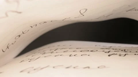 The camera moves slowly through the Notepad. Close up. Macro shooting Видео 144907254