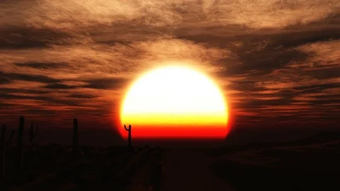 The camera moves slowly toward the setting sun Stock Footage 72133731