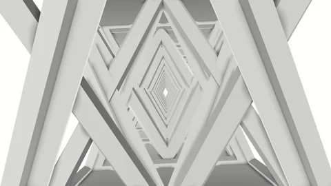 Camera moves in a three-dimensional tunnel from the gray pyramids. 3D rendering Stock Footage 94831028