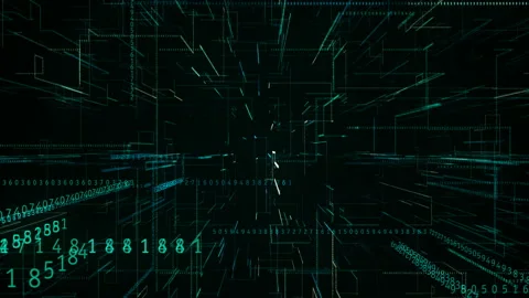 Camera moves through the digital space Stock Footage 90499623