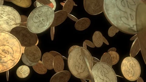 Camera moves through hundreds of gold coins CG animation 動画素材 83178610