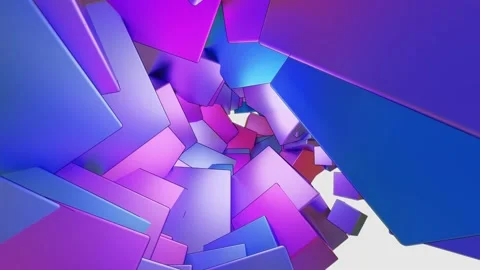 The camera moves through multi-colored rotating cubes. looped animation. 3d rend Stock Footage 164911788