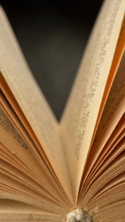 Camera moves through opened vintage book. Old book lying with their pages open 스톡 동영상 275512615