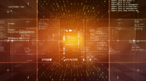 Camera moves through pieces of software source code Video stock 32460281