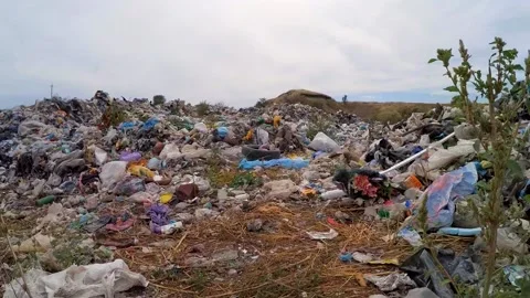 The camera moves through scattered garbage. Slow motion. Stock-Footage 88341148