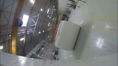 Camera Moves Upside down Shows Paper Production Shop Stock Footage 72792887