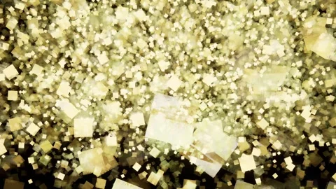 Camera moves from yellow gold particles cloud to circle placeholder Stock Footage 269826163