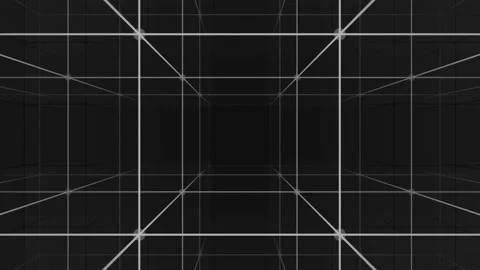 Camera moving into a 3d grid infinite space. 4k Digital cyberspace loop Stock Footage 203380022