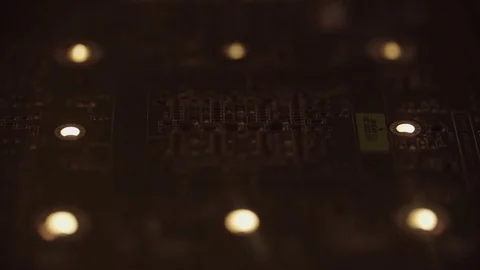Camera moving above electronic circuits Stock Footage 76871226