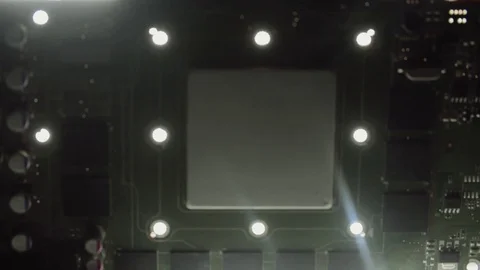 Camera moving above electronic circuits Stock Footage 76871316