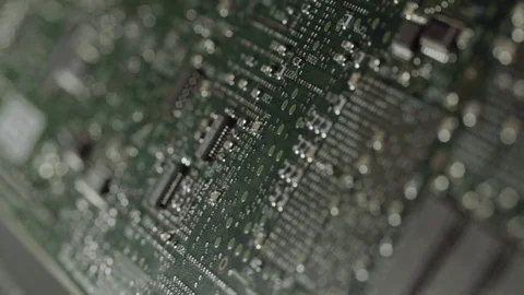 Camera moving above electronic circuits Stock Footage 76871854