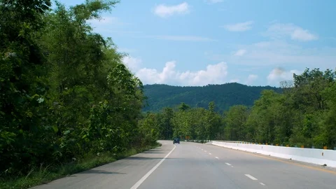 Camera moving along the green nature road in 4K Video stock 109083162