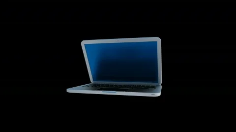 Camera moving around laptop + alpha channel Stock Footage 607849