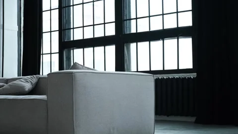 Camera moving around modern sofa in slow motion Stock Footage 285886005