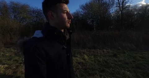 Camera moving around young man with "Give up" floating - 4 Stock-Footage 73484047